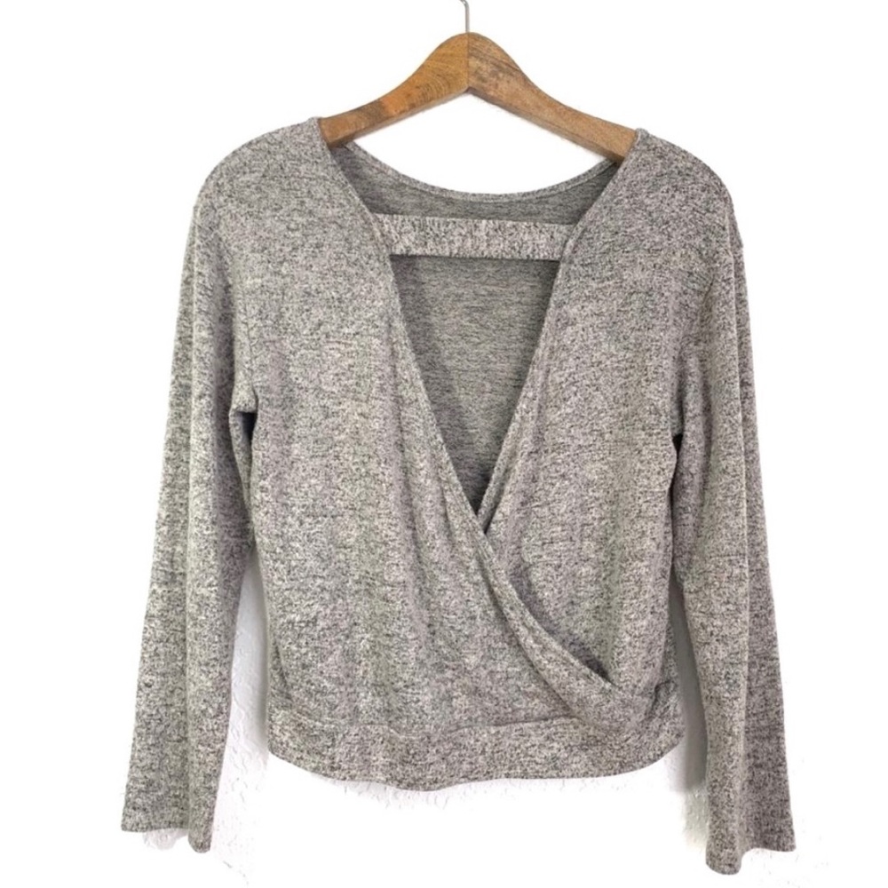 TheOutfit Grey Marled Open Back Knit Sweater Top